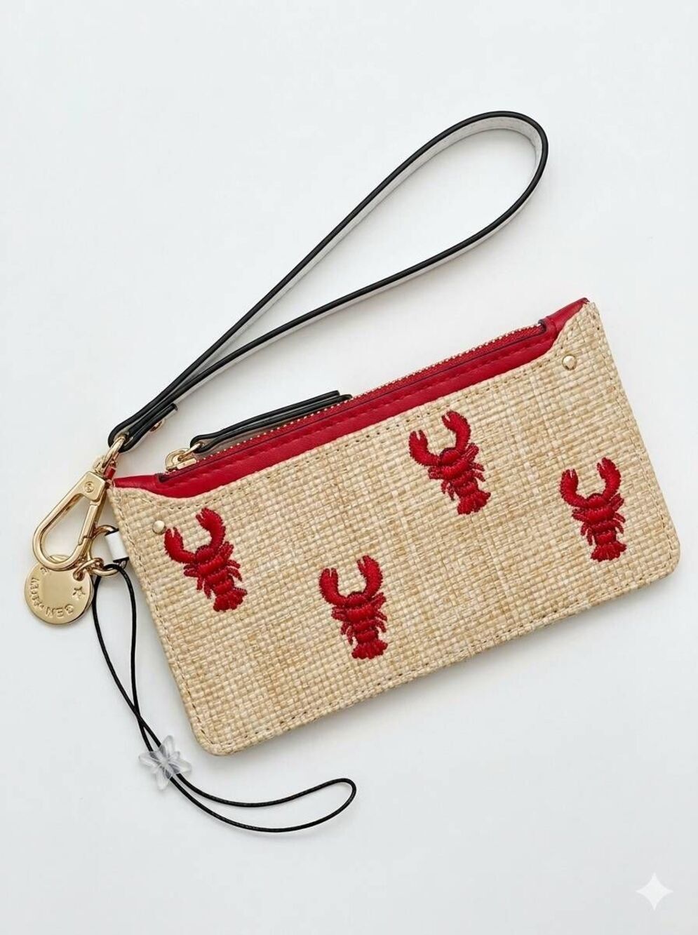 ☔️🔸️NWT BCBGeneration Woven Lobster Zipper Card Wallet Wristlet